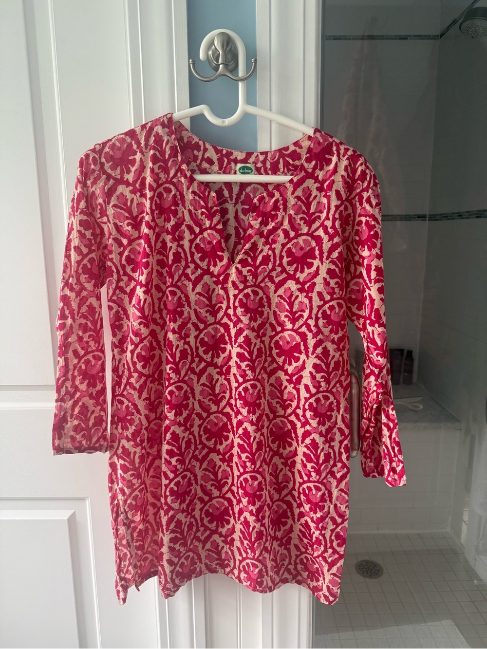 Women's Pink Patterned Tunic Top by Dolma
